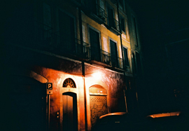 Nighttime photo of a street in Girona, Catalonia
